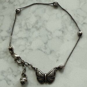 Brighton 'Retired' Mariposa Butterfly Silver Anklet Ankle Bracelet
